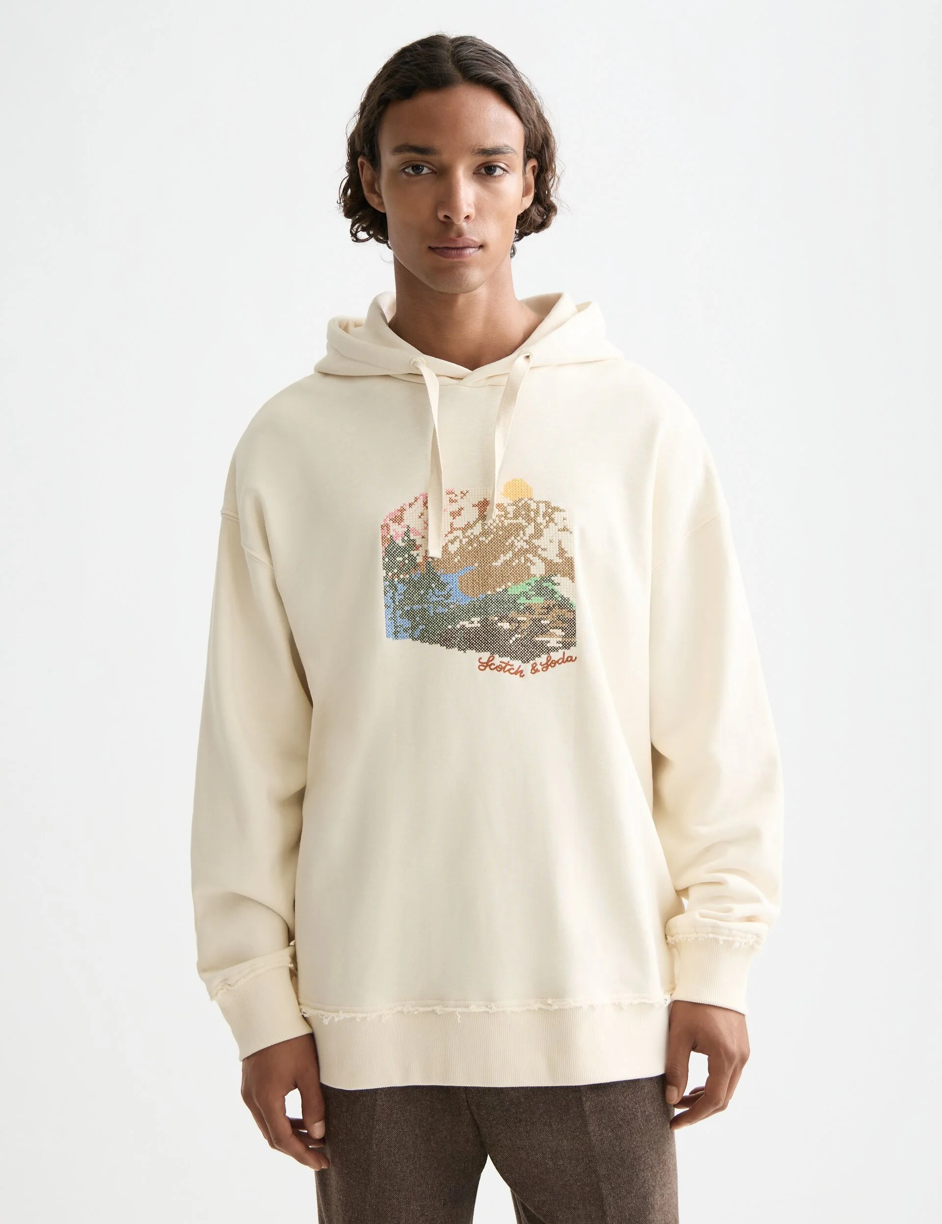 Loose Fit Embroidered Artwork Hoodie