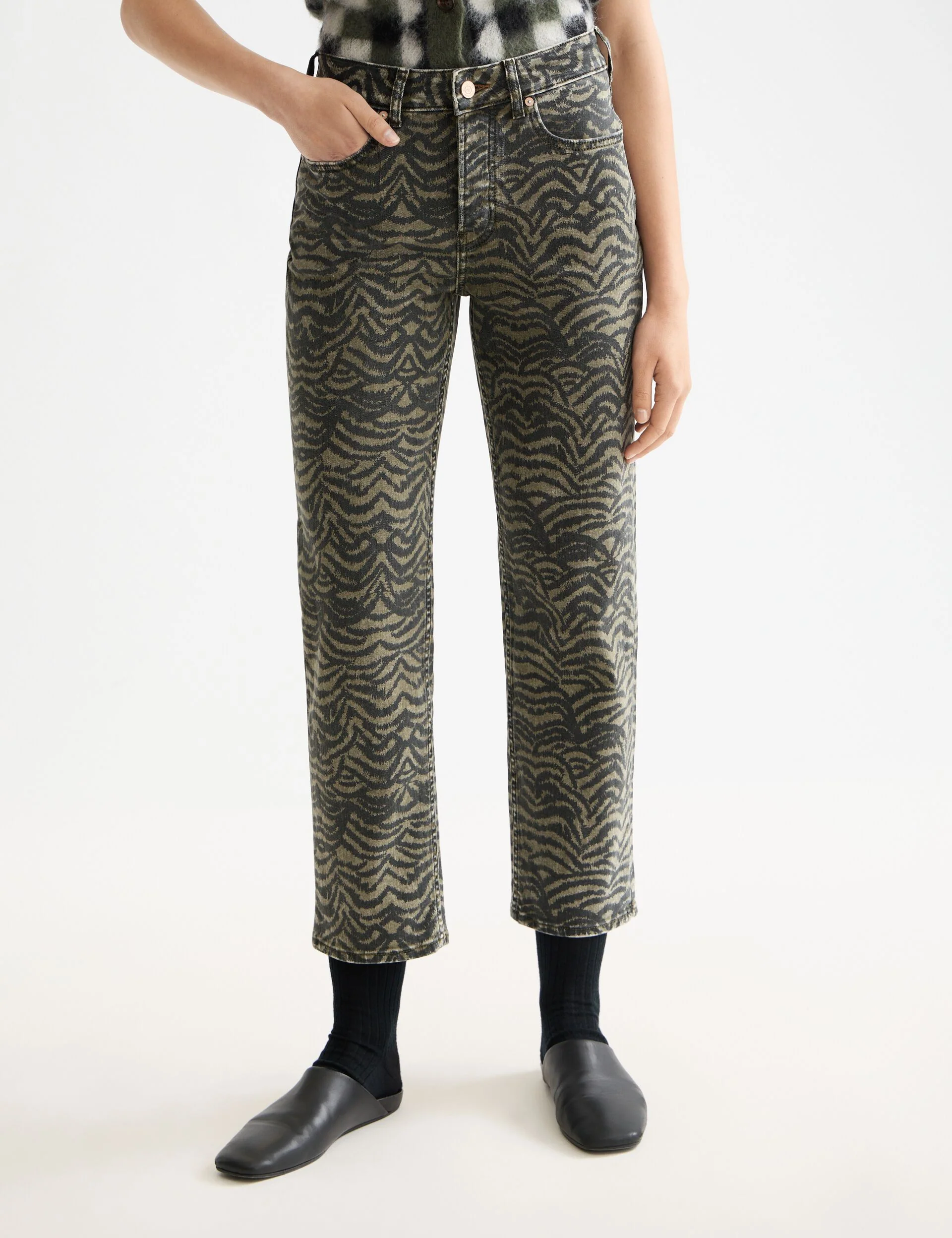 The Sky allover print straight jeans — Ikat Feather