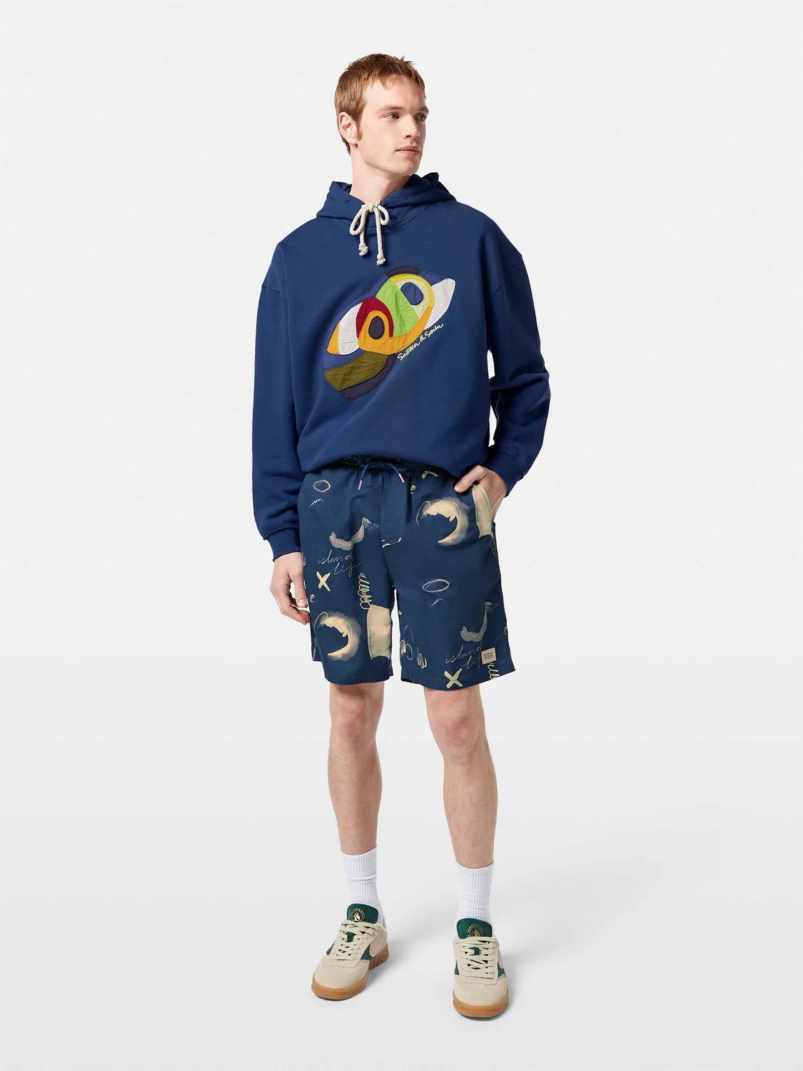 Abstract Printed Long-Length Swimshort