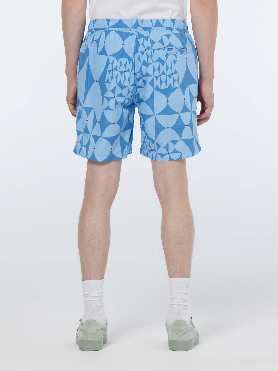 Diamond Printed Mid-Length Swim Shorts