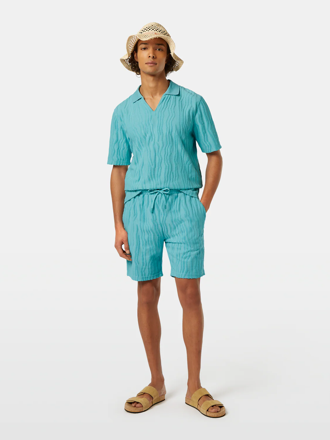Cotton Terrycloth Jacquard Shorts