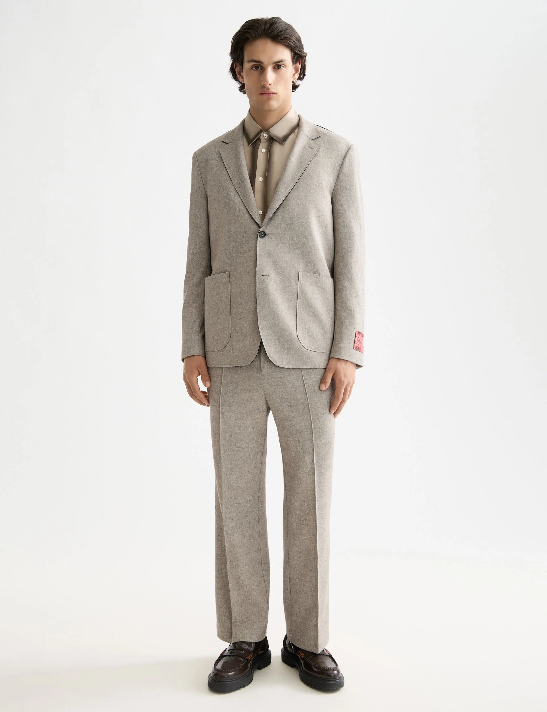 Tailored melange-jersey relaxed straight fit jogger