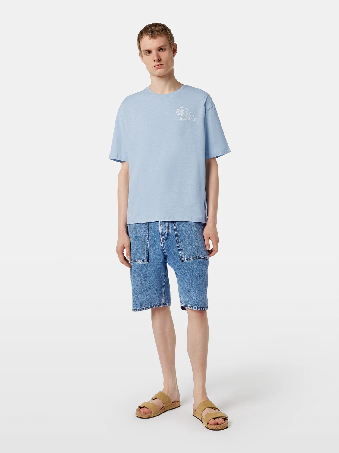 Loose-Fit Slub Embroidery T-Shirt