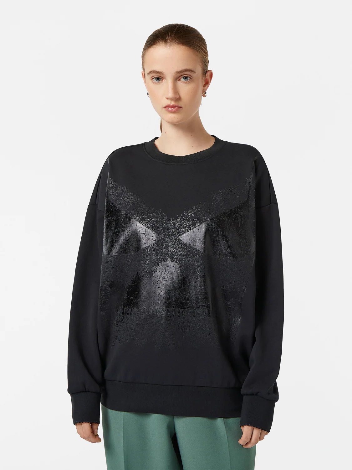Foil Print Oversized Sweatshirt