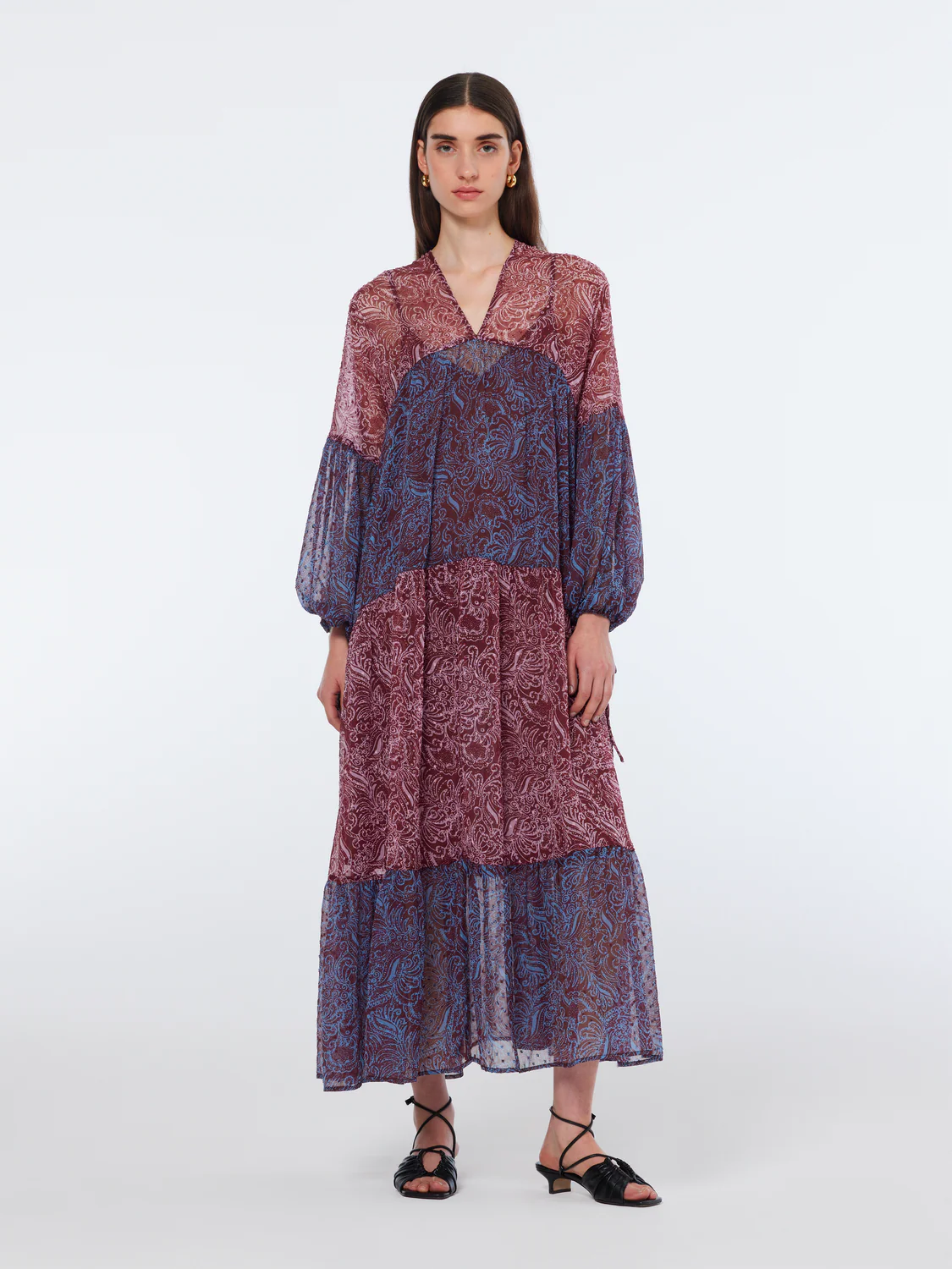 Paisley Printed Fil Coupe Maxi Dress