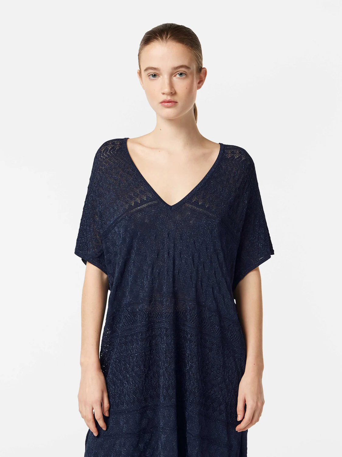 Metallic Pointelle Knit Tunic