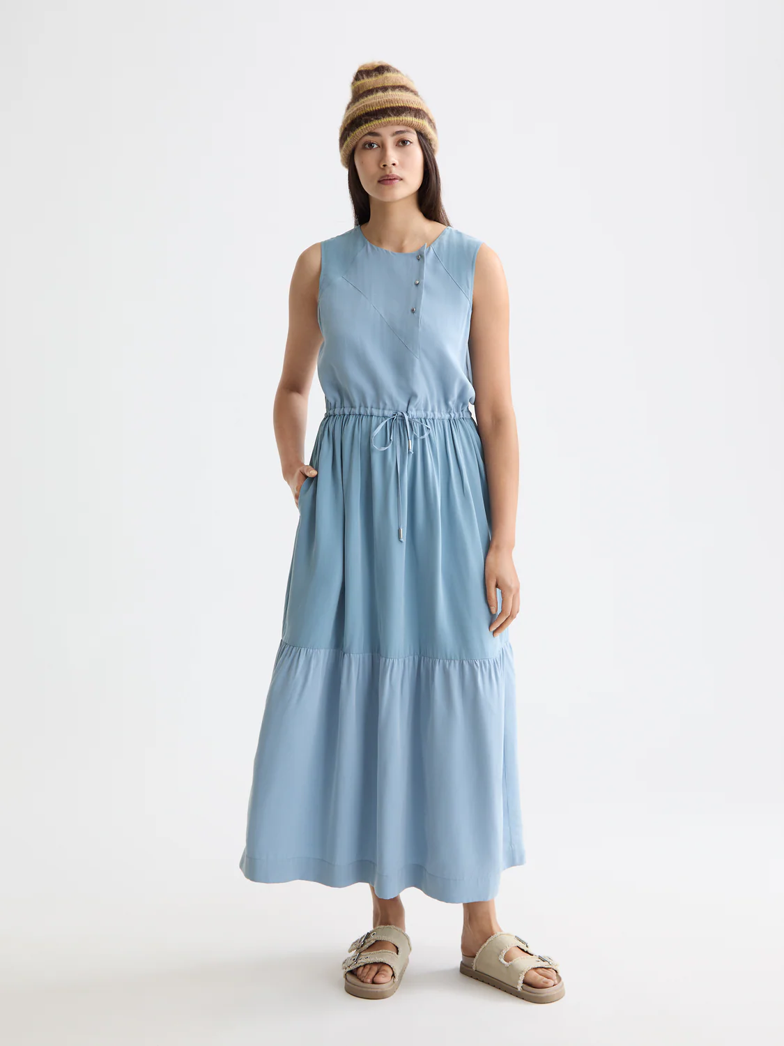 Midi Dress With Gathered Waist