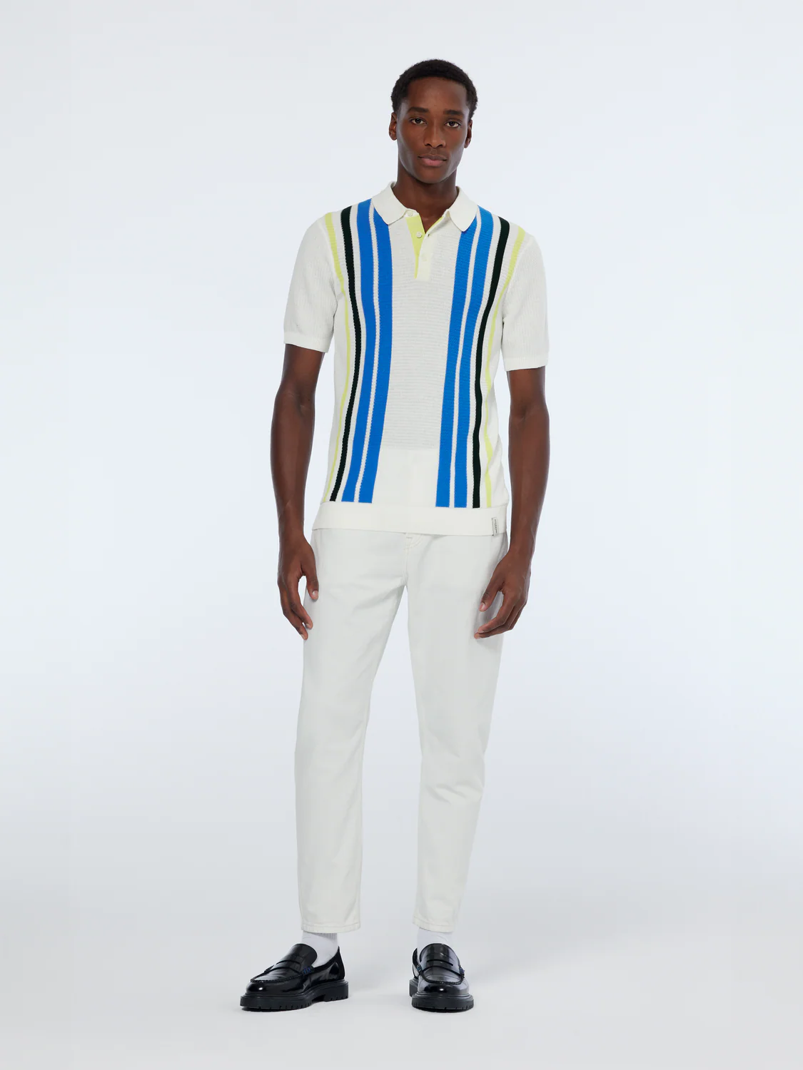 Structured Knit Striped Polo