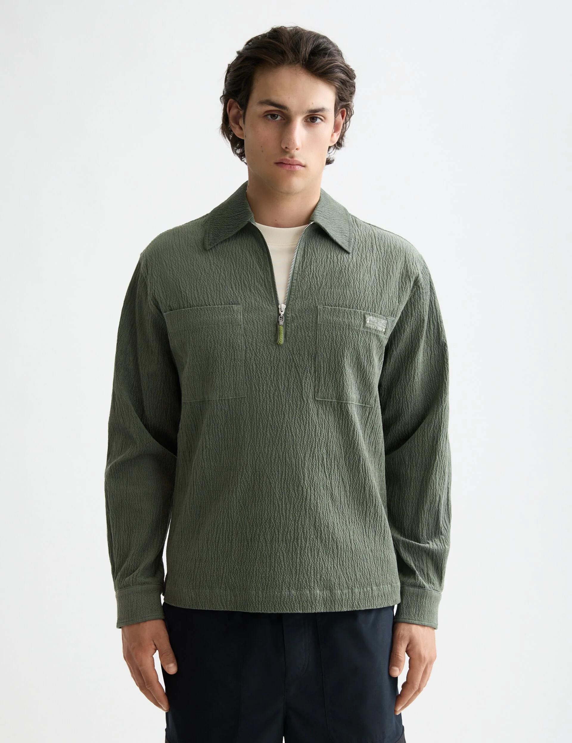Quarter zip corduroy shirt