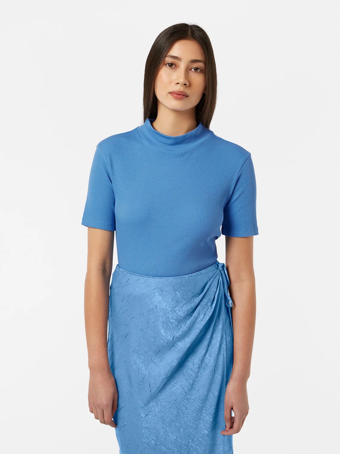 Mock Neck Rib T-Shirt