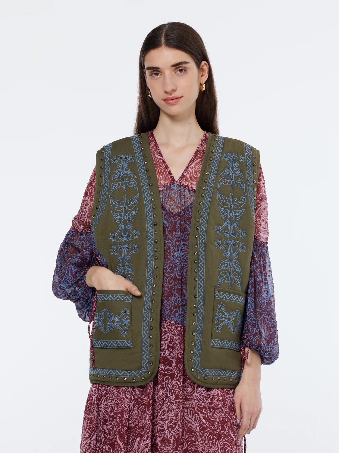 Floral Embroidered Gilet