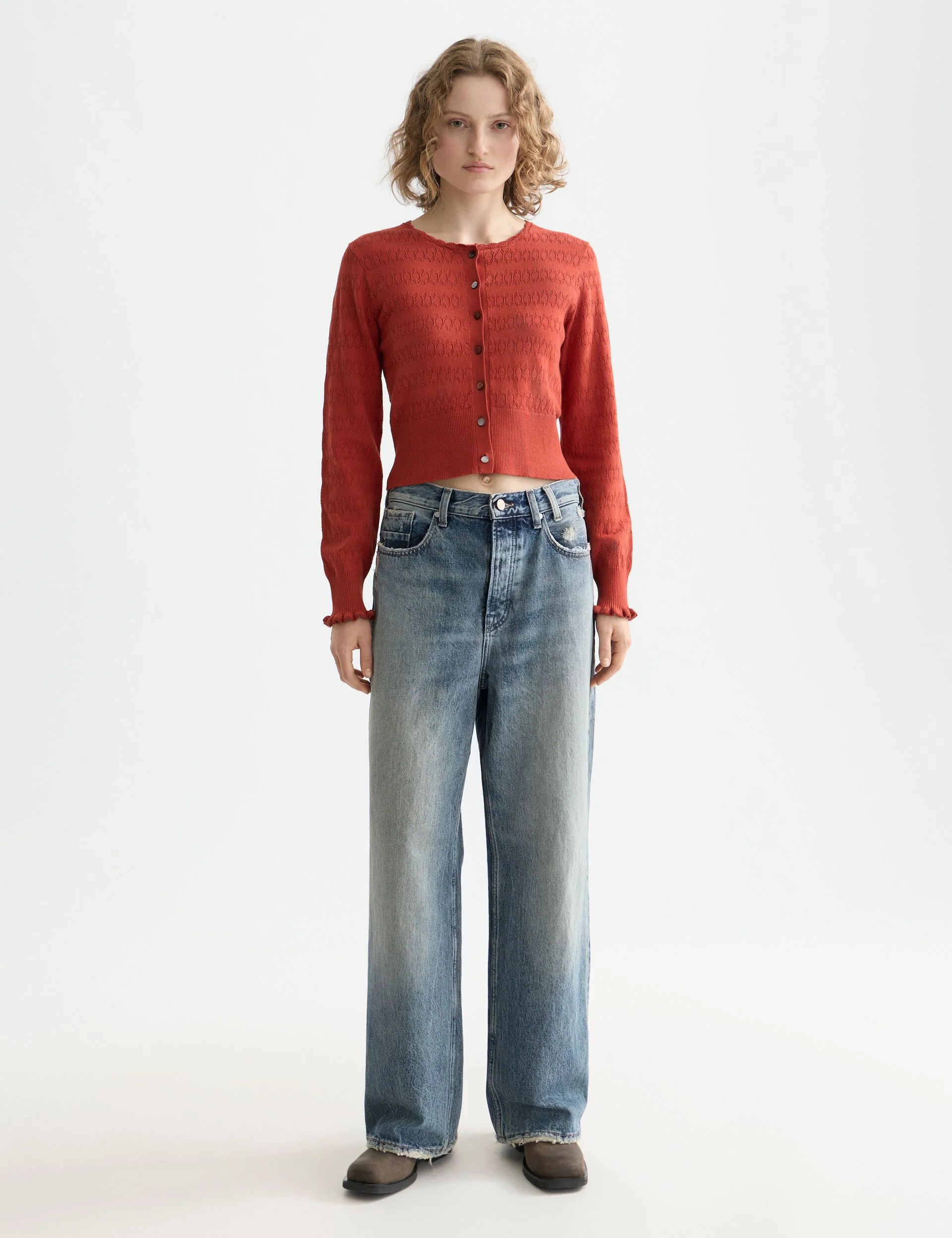 Pointelle knitted cardigan