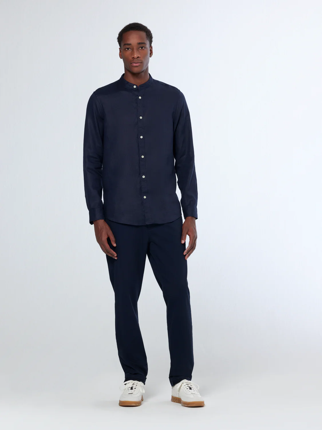 Essentials — Linen Stand Up Collar Shirt