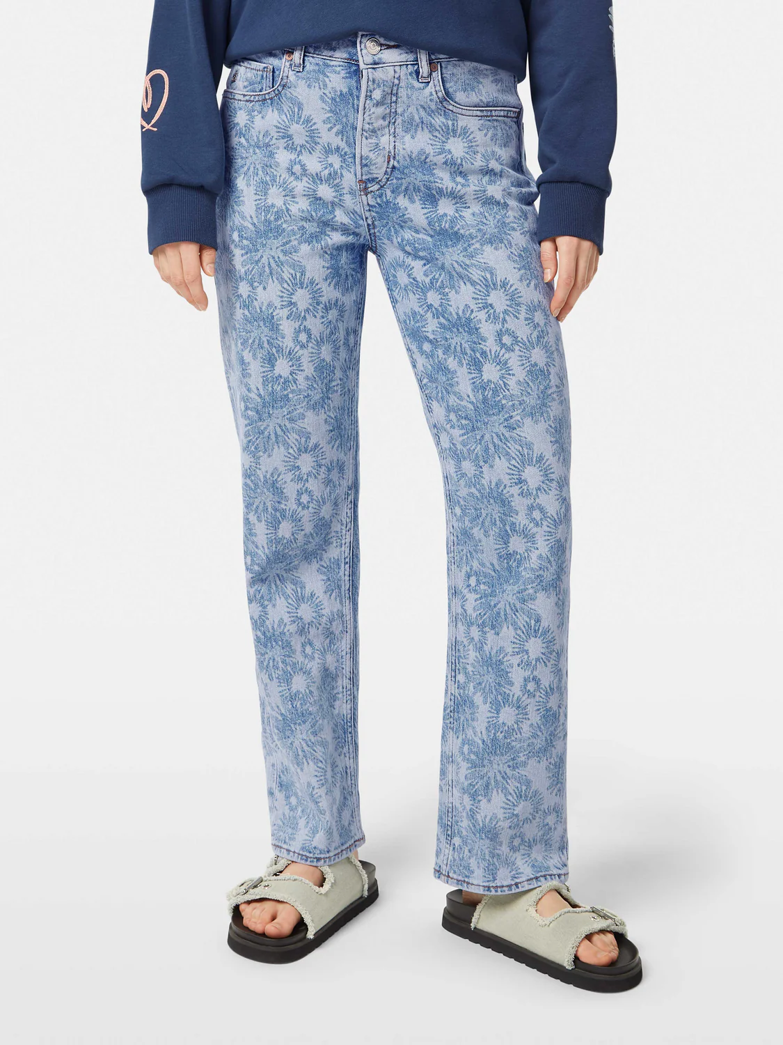 Sky High Rise Straight Jeans | Abstract Floral