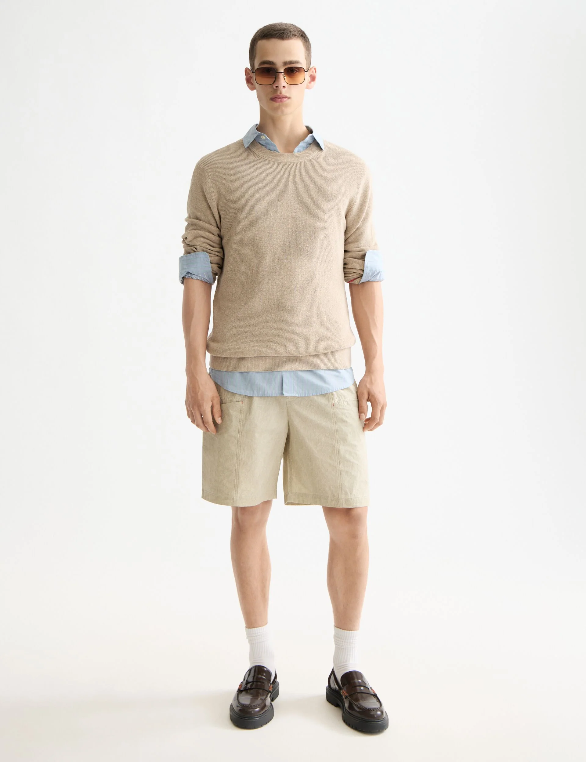 Linen blend crew neck