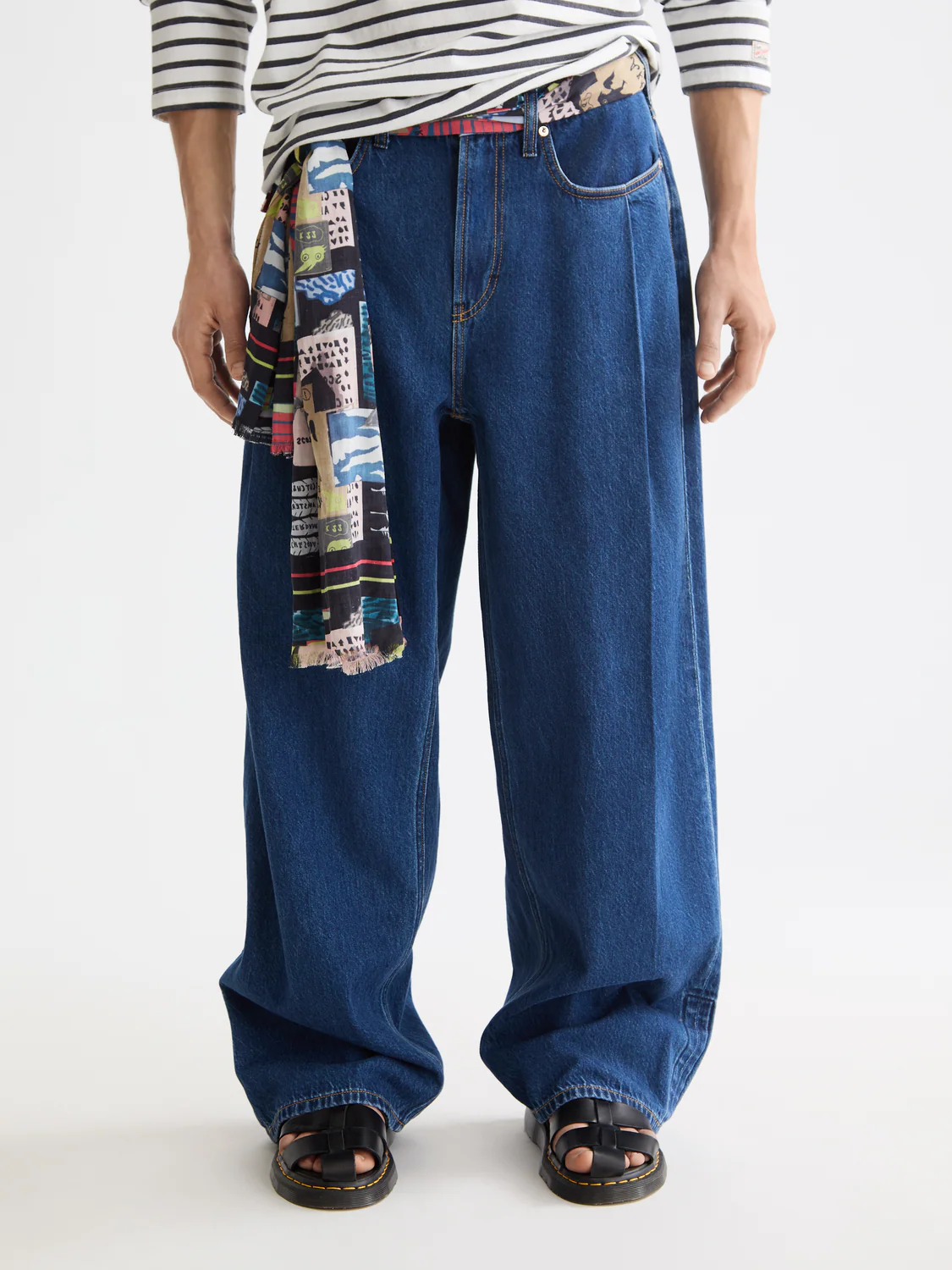 Seasonal Super Loose Pleat Front Jeans — Forever Blue