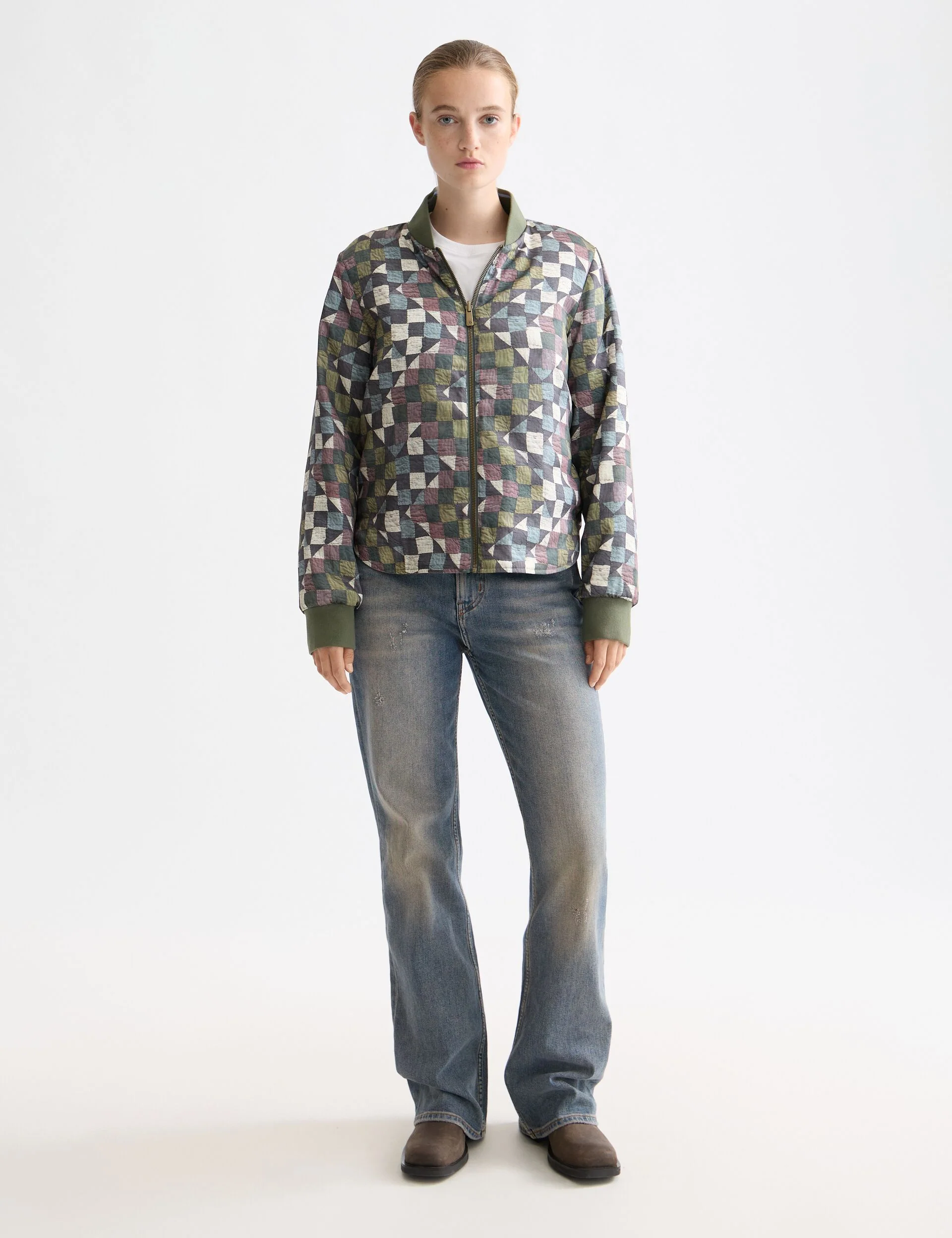 Reversible quilted bomber