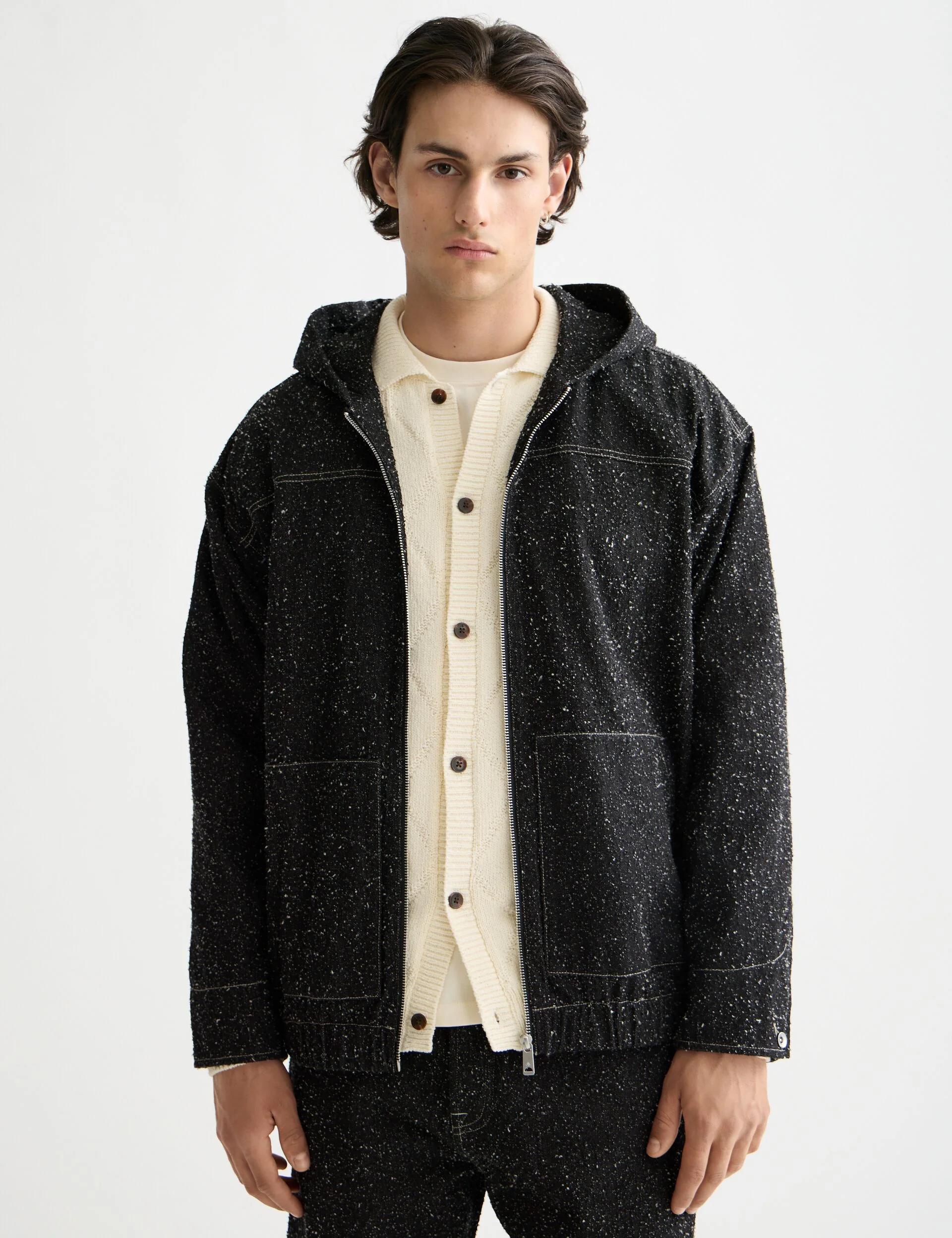 Hooded denim jacket — Black Snow