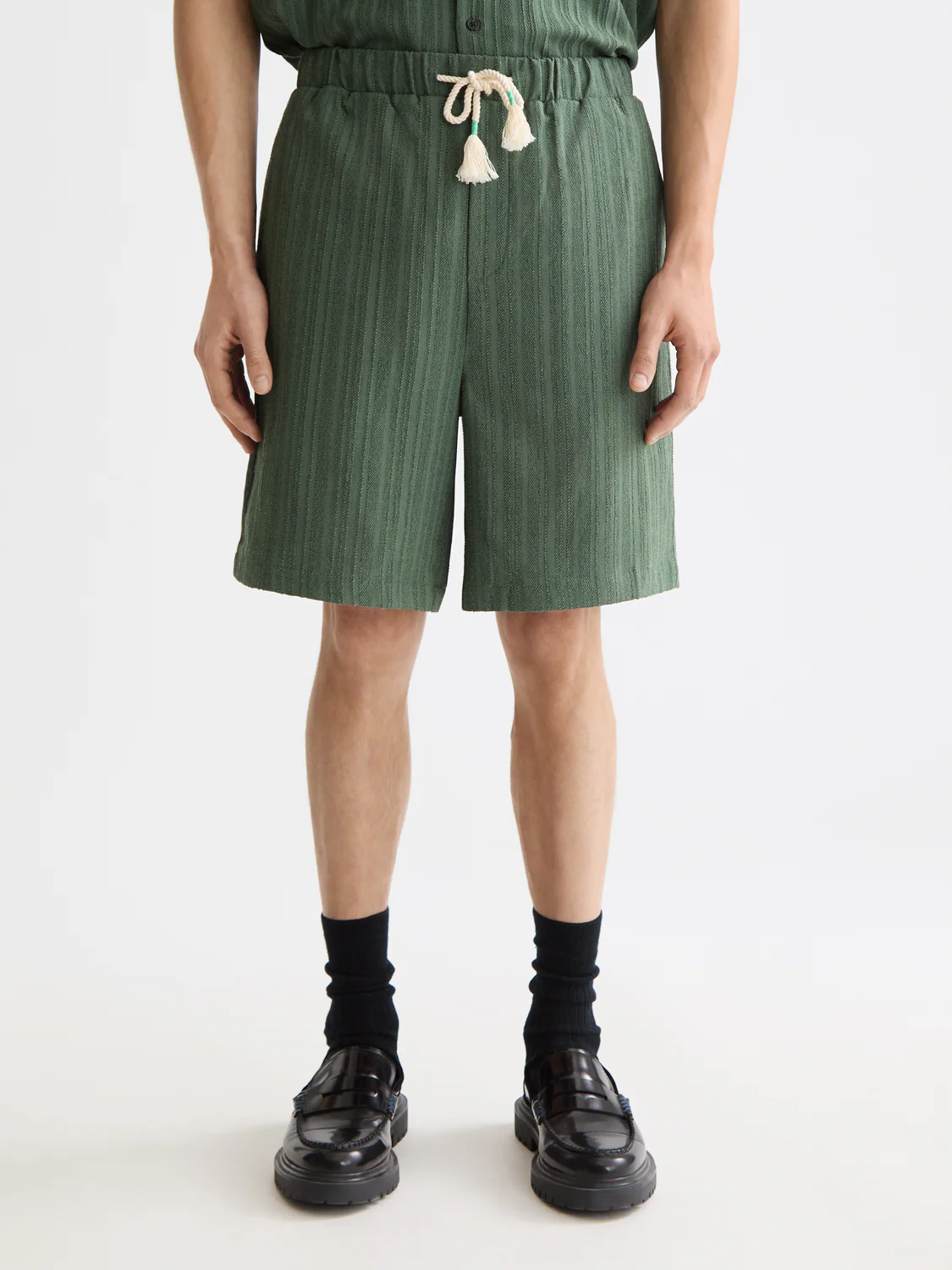 Fave - Tonal Striped  Regular Fit Bermuda Shorts