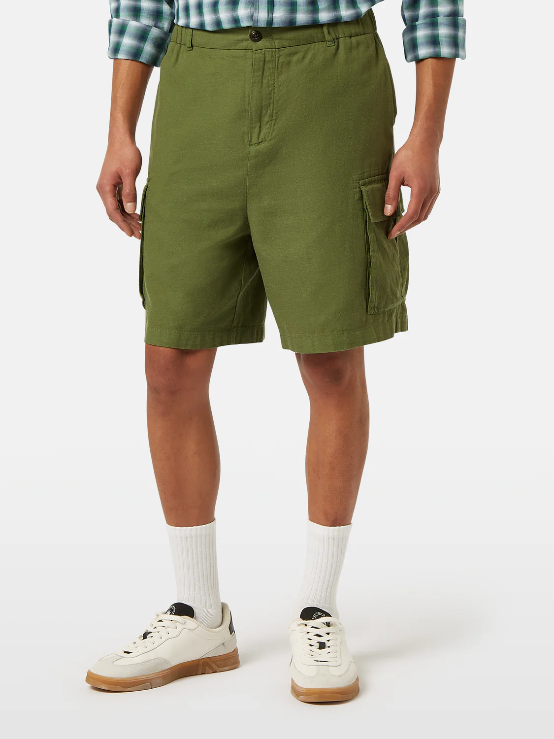 Relaxed Fit Cotton-Linen Cargo Short