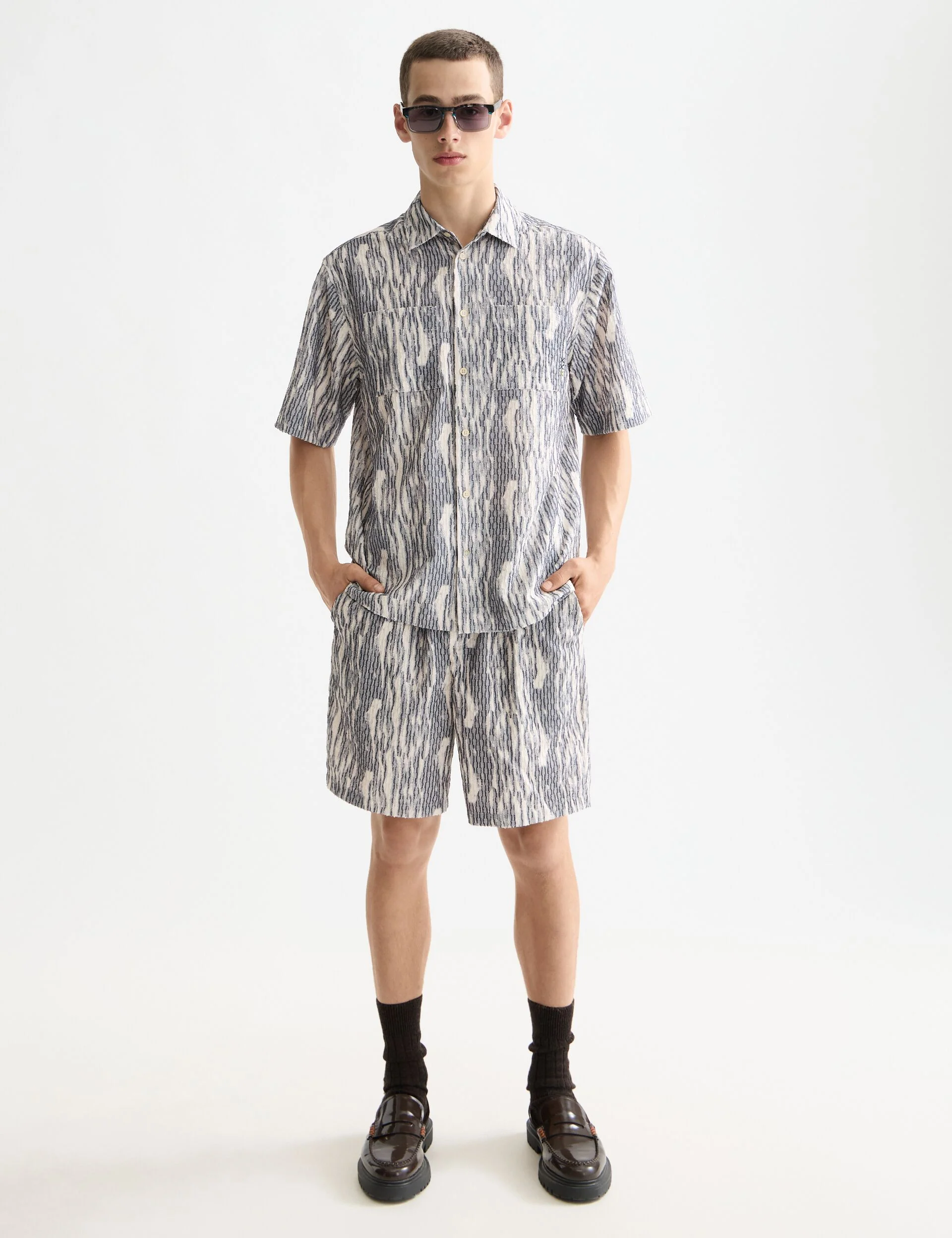 Fave - jacquard viscose-blend regular fit bermuda short