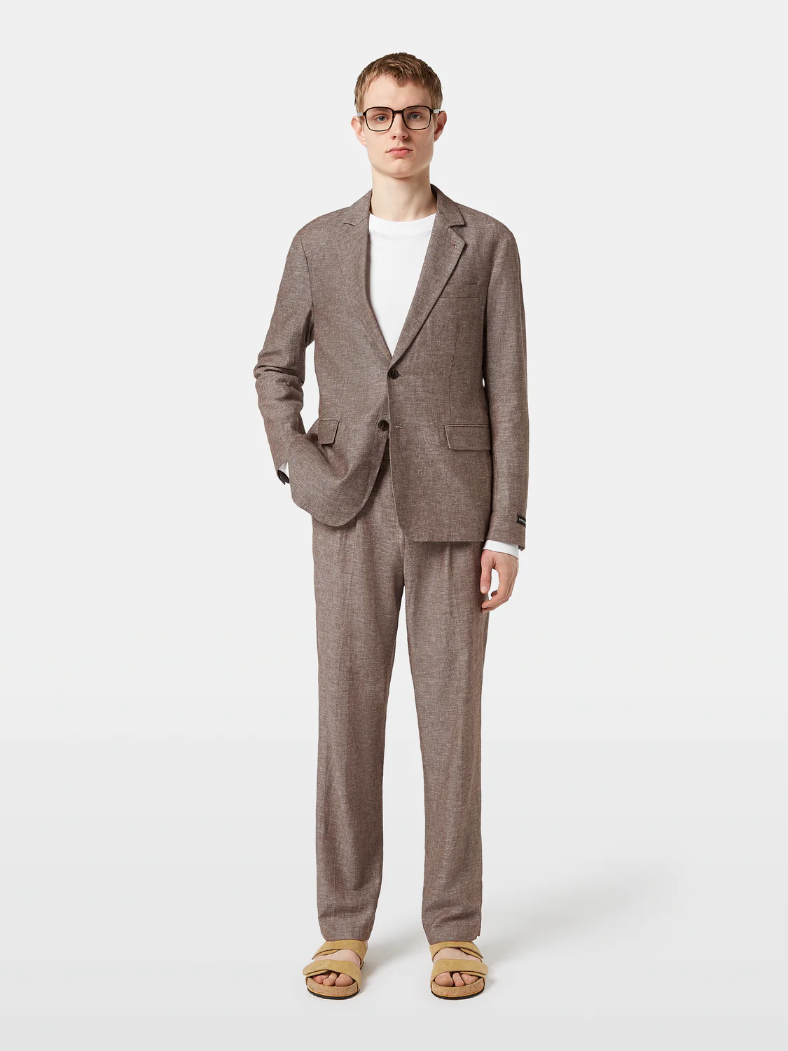 Single-Breasted Cotton-Linen Blazer