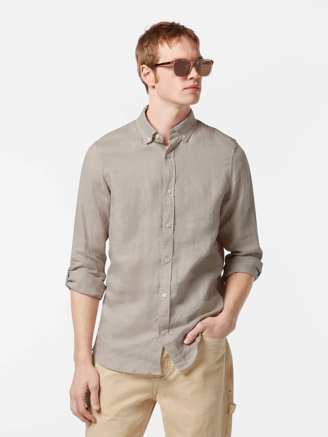Regular Fit Linen Button Down Shirt