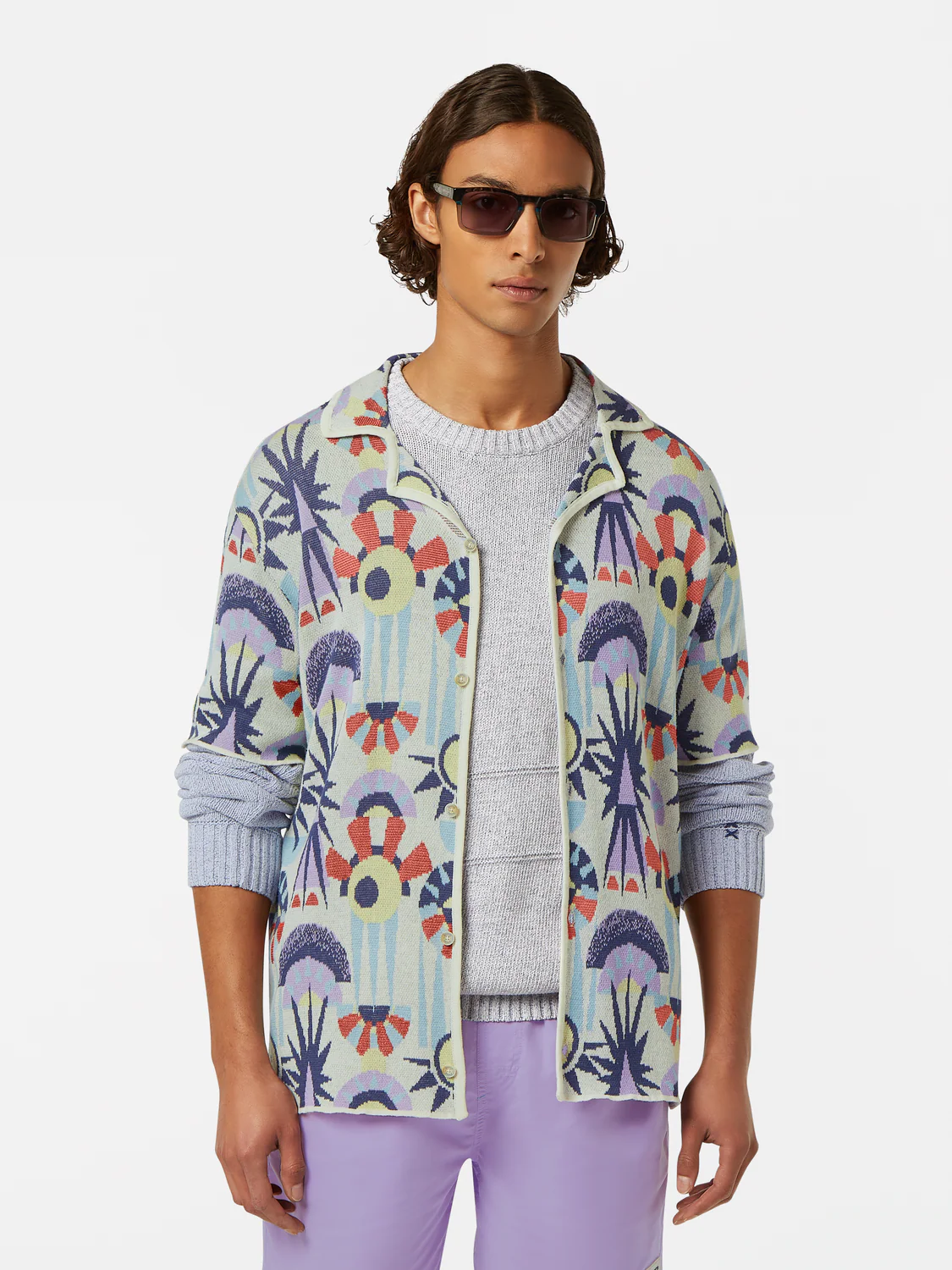 Jacquard Knit Short-Sleeved Shirt