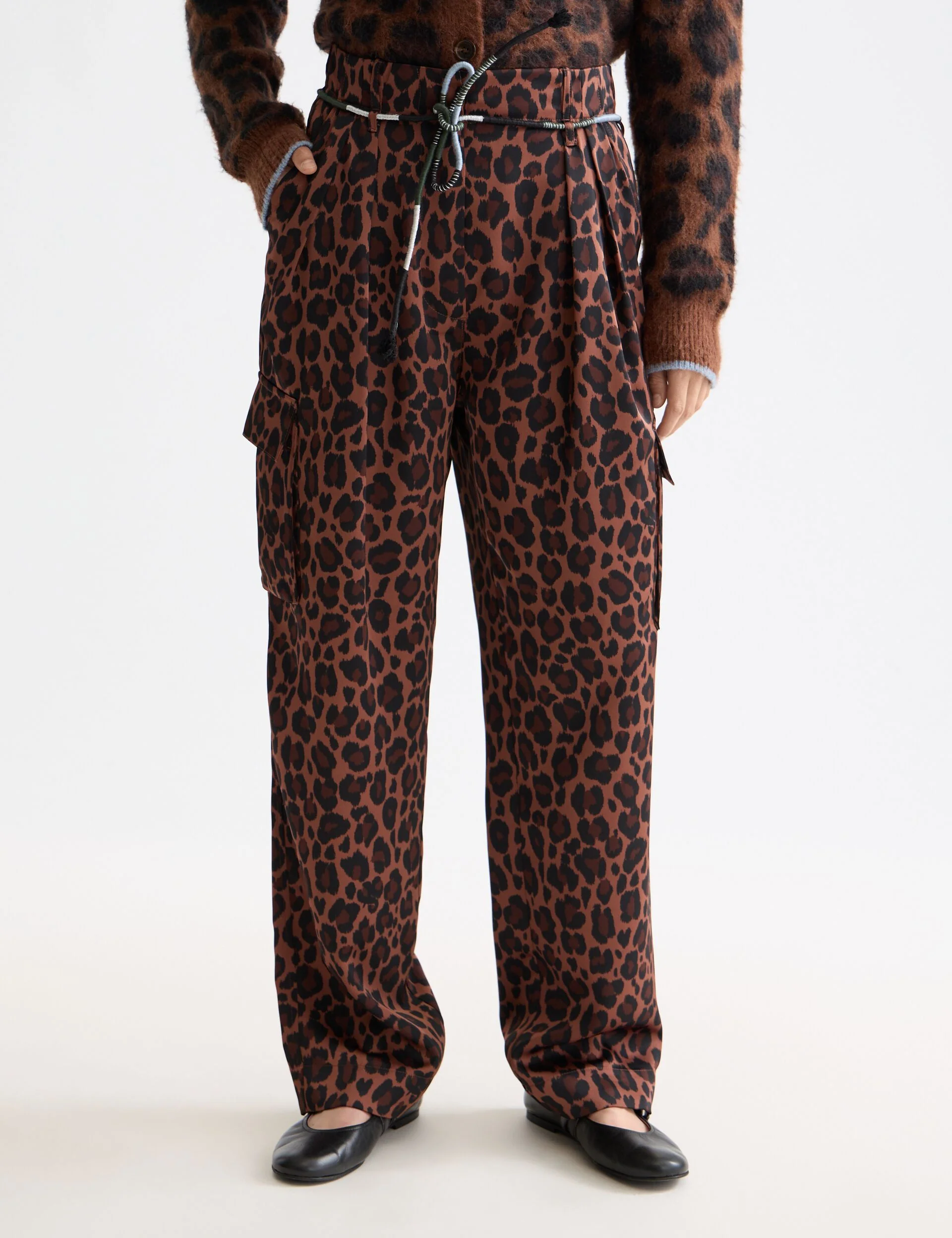 Faye high-rise tapered leg satin cargo pant