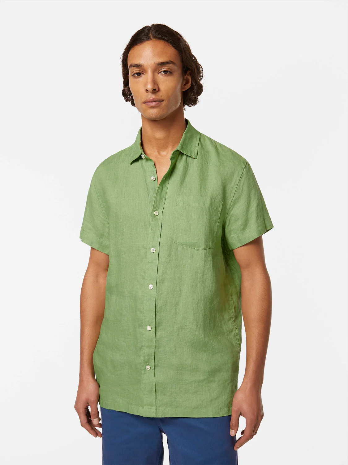 Regular Fit Linen Short Sleeve Button Down Shirt