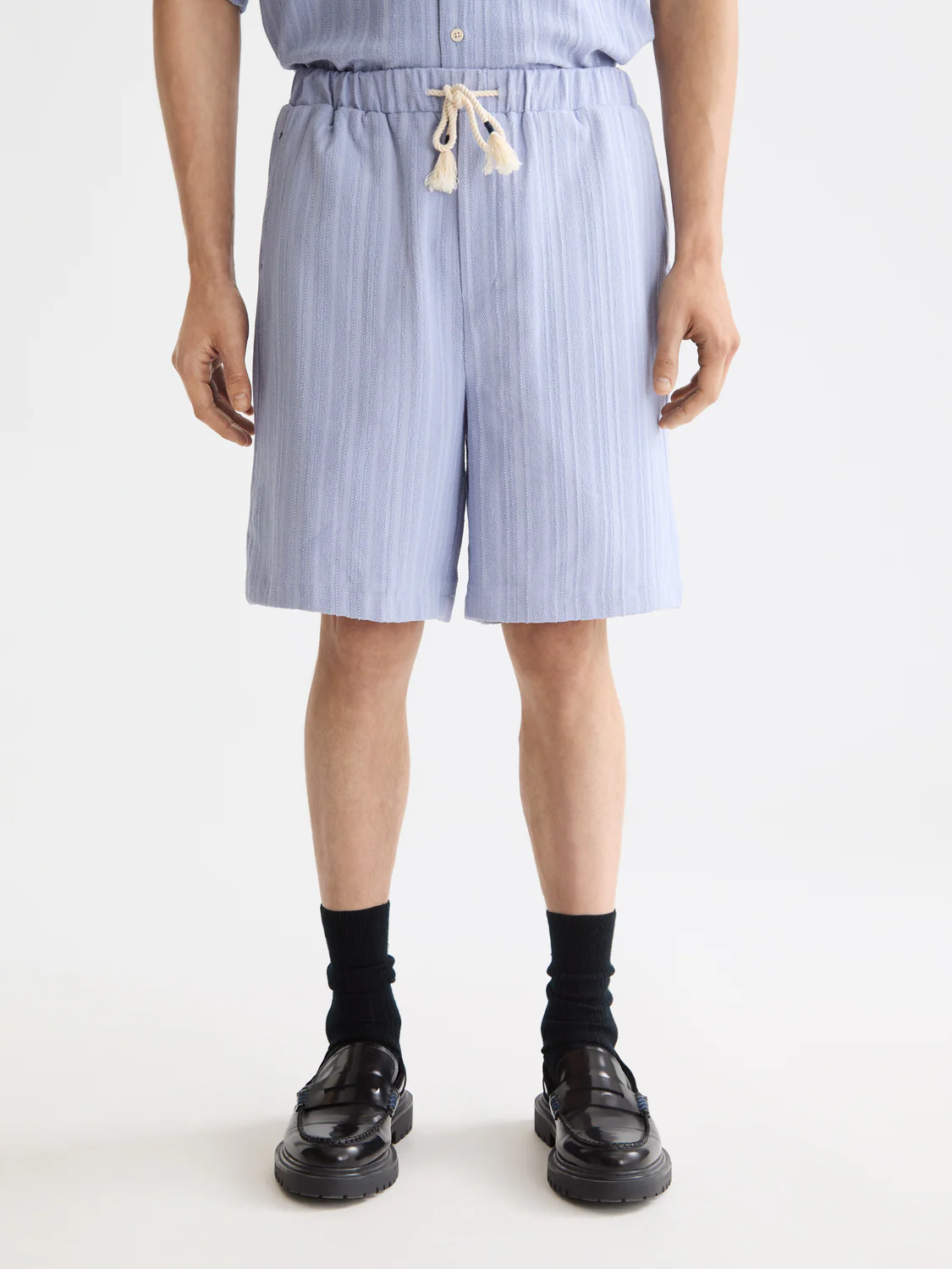 Fave - Tonal Striped  Regular Fit Bermuda Shorts