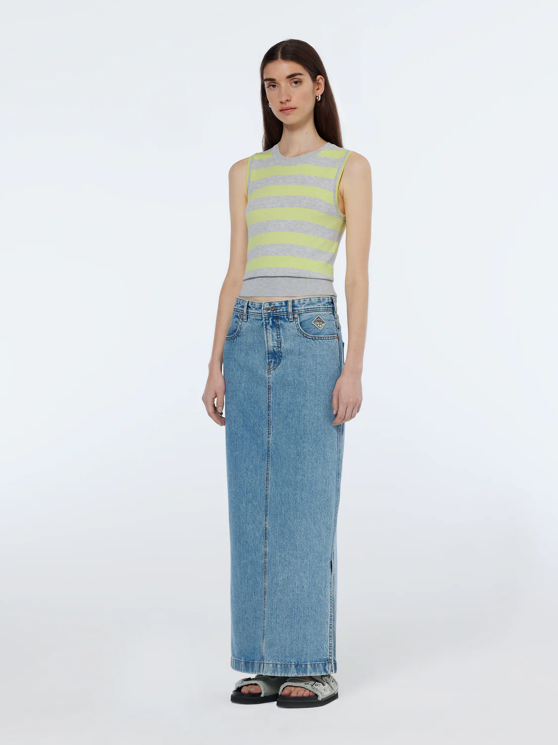 Low Rise Denim Maxi Skirt | Lakehouse