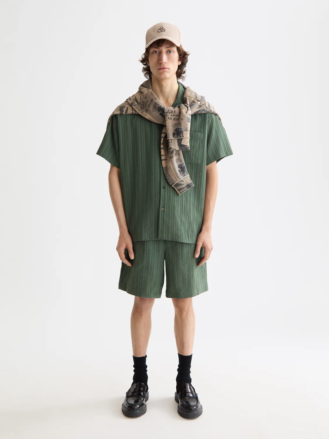 Fave - Tonal Striped  Regular Fit Bermuda Shorts