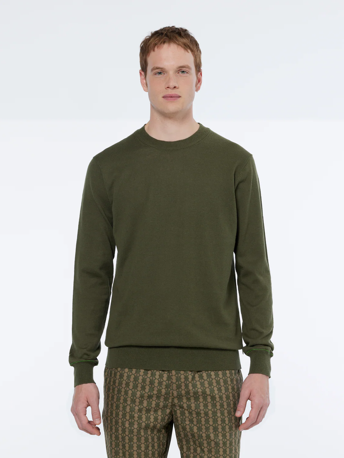 Linen-Blend Regular Fit Crewneck Pullover