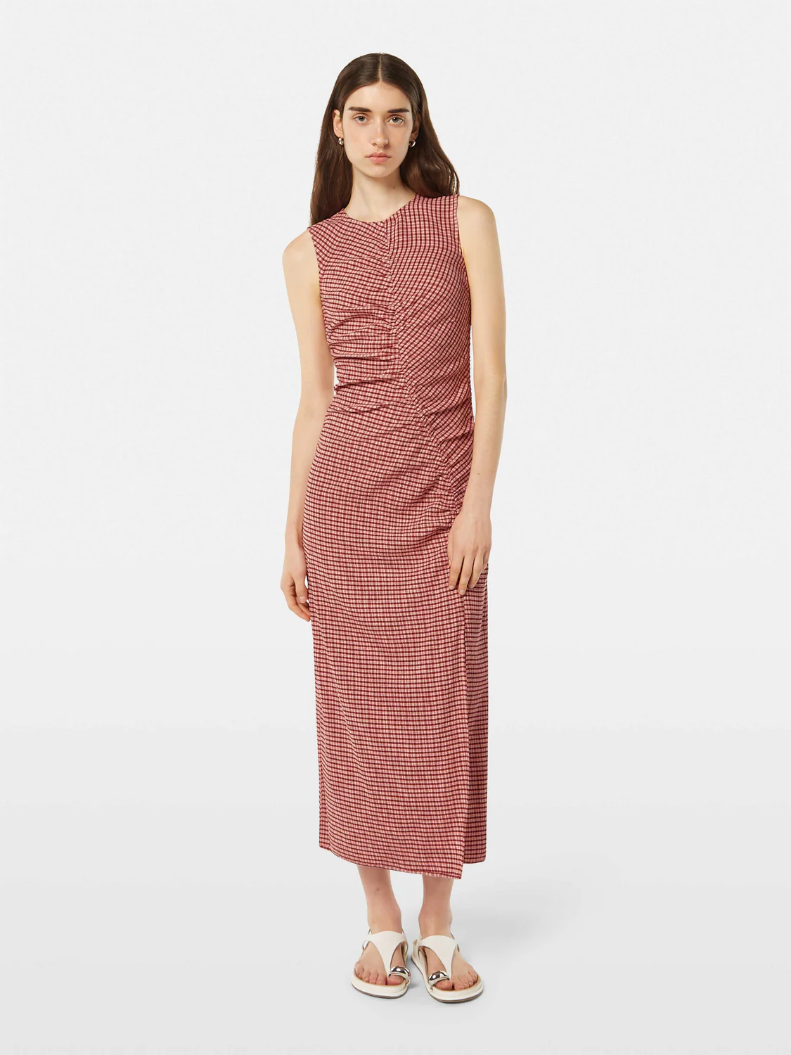 Structured Gingham Midi Dress