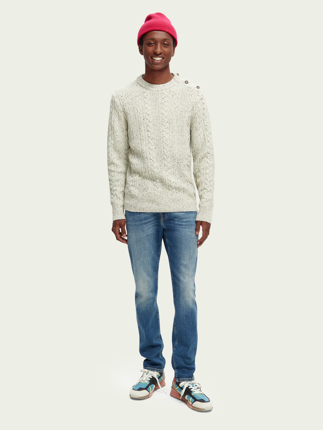 Cable Knit Wool-Blended Sweater