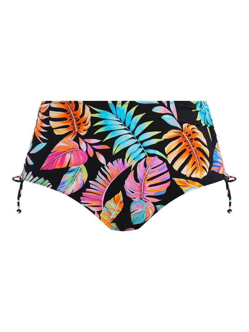 Bas de maillot ajustable taille haute Tropical Falls   Noir