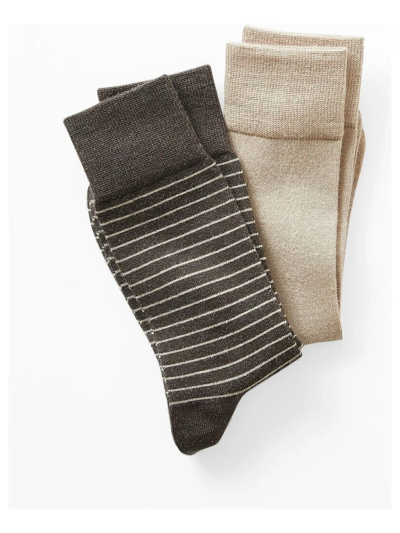 Lot de 2 paires de chaussettes mélange soie et Thermolactyl Damart Marron