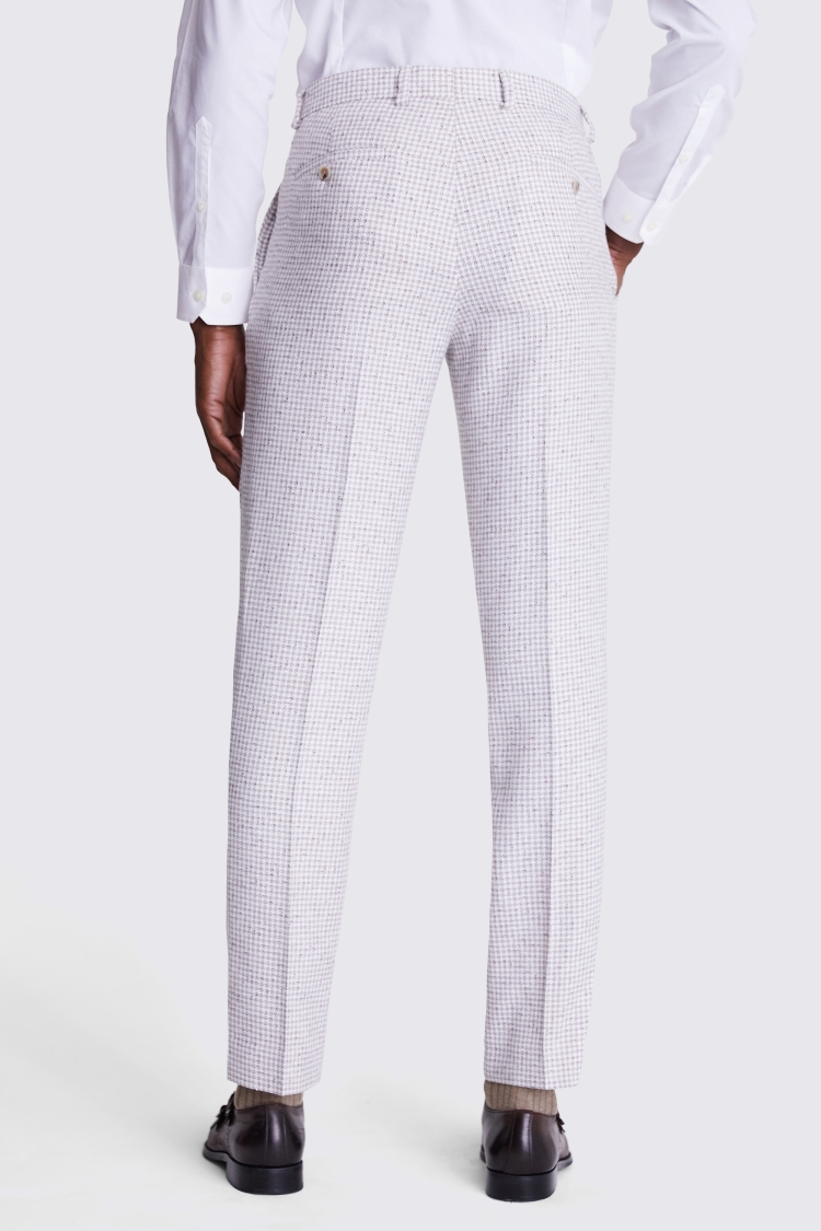 Tailored Fit Taupe White Houndstooth Trousers Buy Online at Moss
