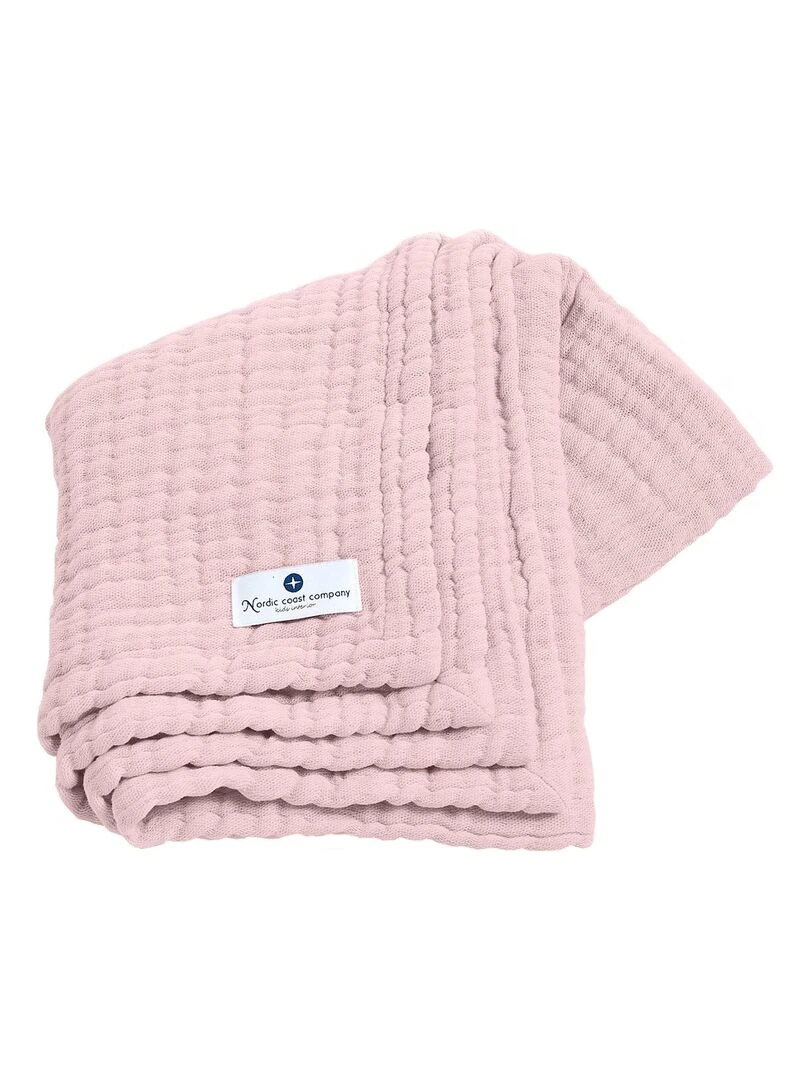 Couverture mousseline bebe en coton 80 x 80 cm Rose pâle