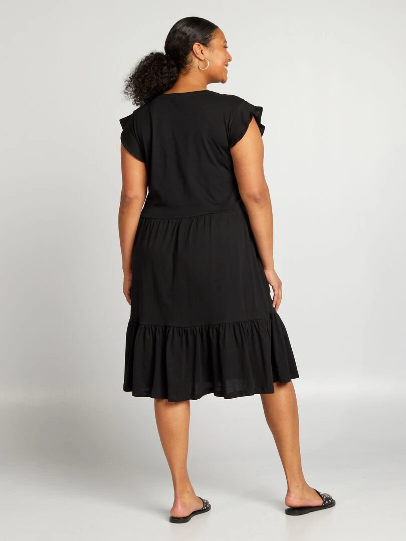 Robe mi longue à étages 'Only Carmakoma' noir