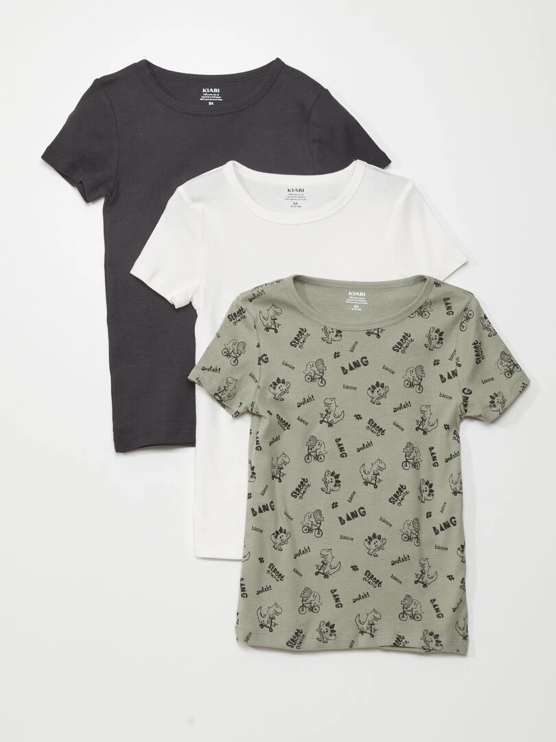 Lot de 3 maillots de corps manches courtes Gris/blanc/noir