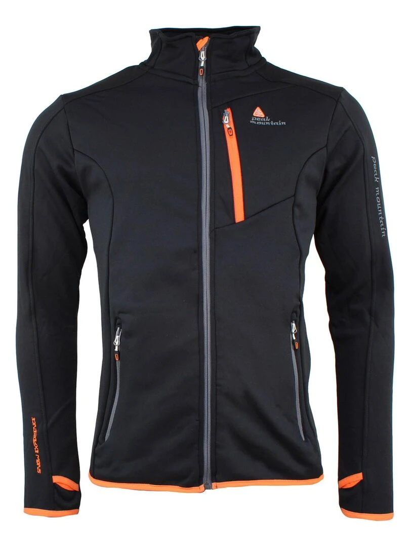 Blouson polar shell homme CLIMATE PEAK MOUNTAIN Noir Orange