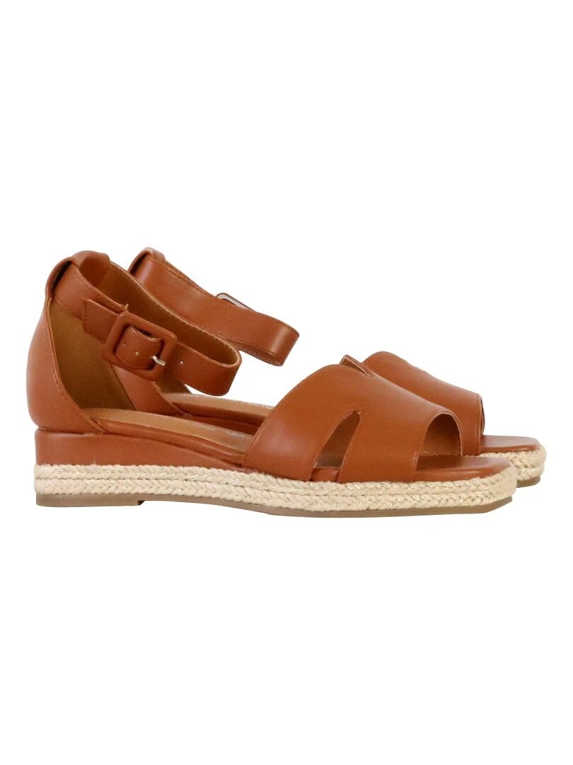 Sandales Compensées à Bride The Divine Factory   Marron
