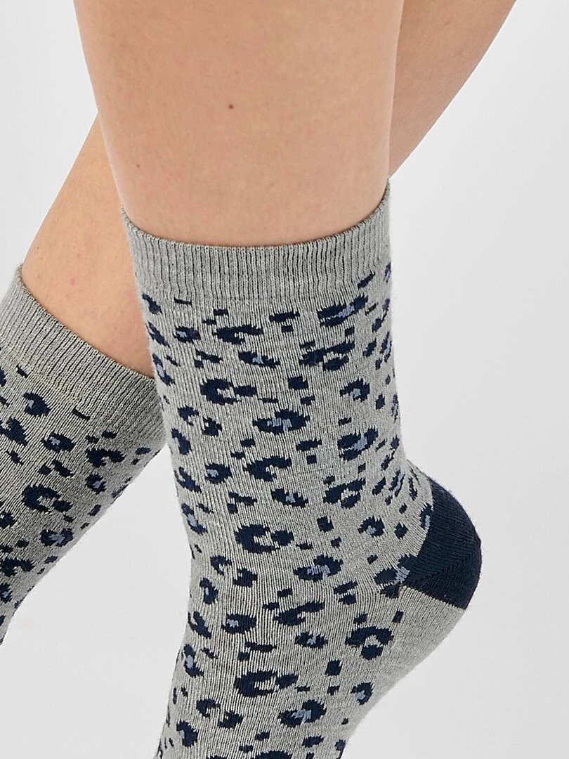 Lot de 3 paires de mi chaussettes maille jacquard mélange laine et Thermolactyl   Damart   Bleu