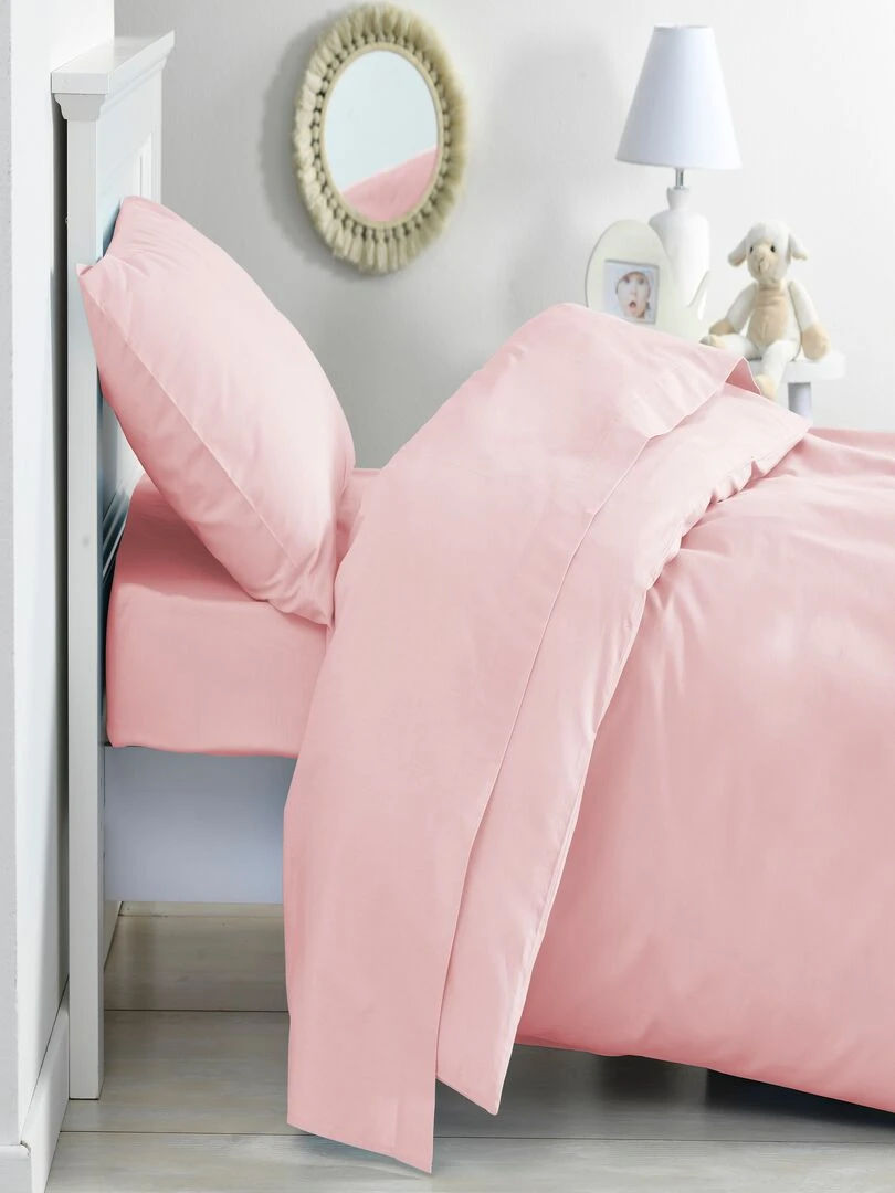 Housse de couette Coton Bio 57 fils 'P'tit Basile' Rose clair
