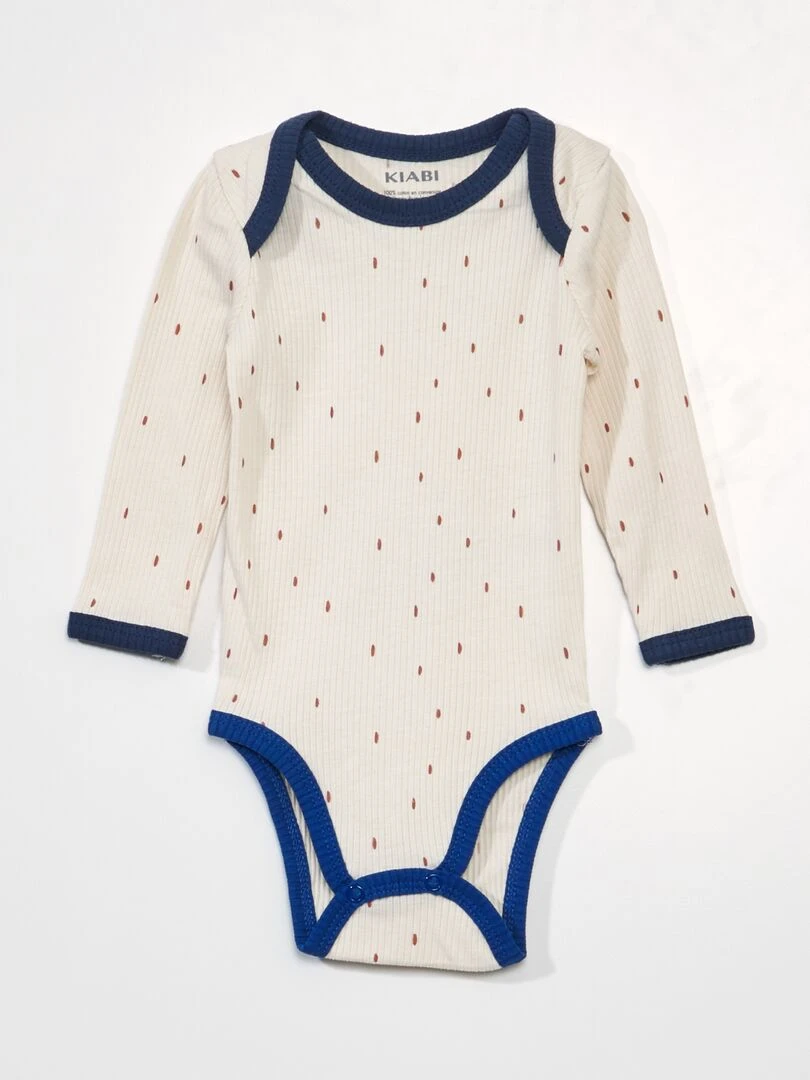 Lot de 2 bodies en maille côtelée Beige/bleu