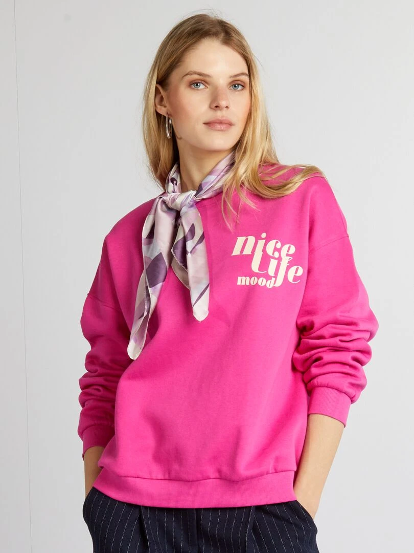 Sweat en molleton avec imprimé Rose
