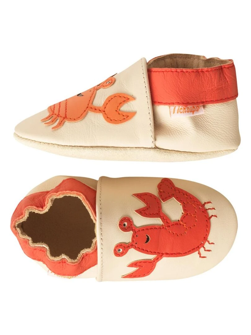 Chaussons bébé cuir souple Francis et Candice Beige