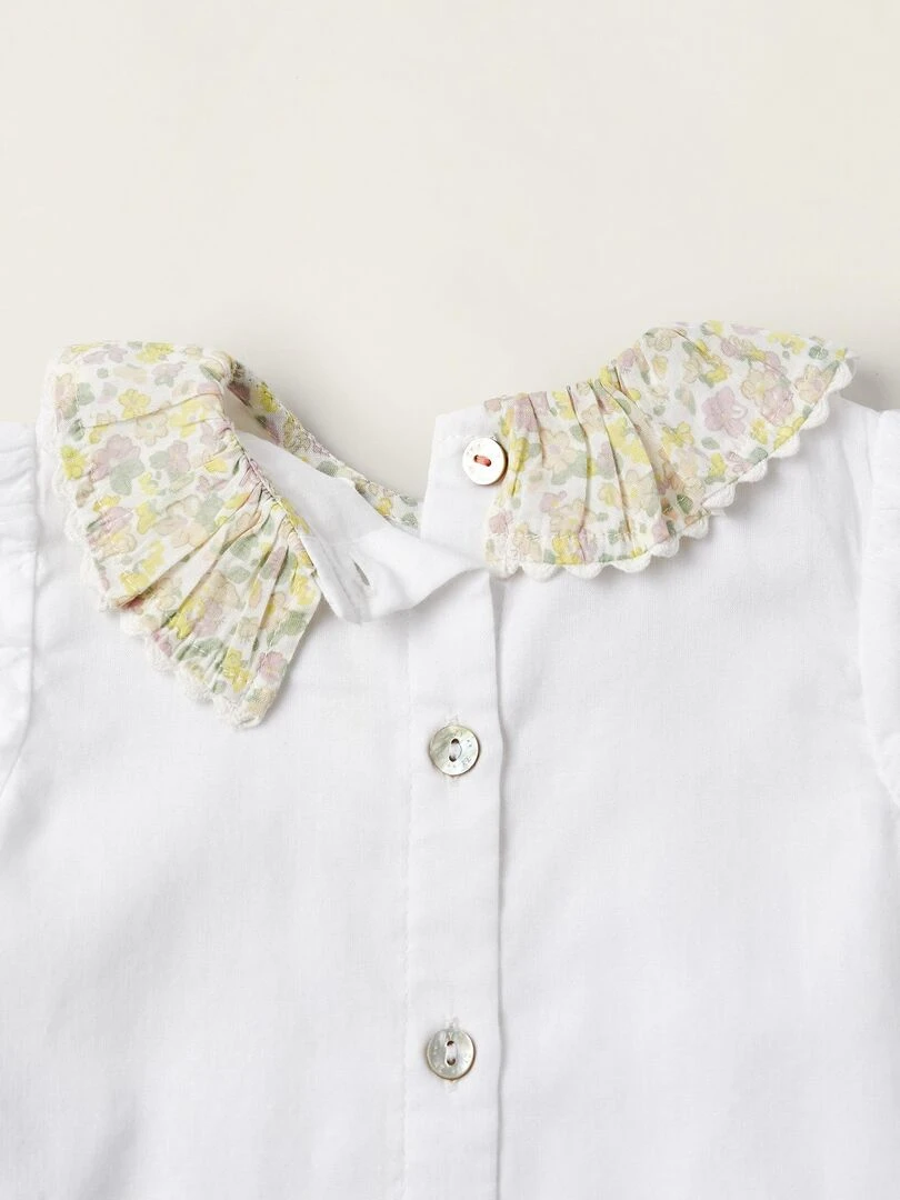 T Shirt + Bloomer pour Nouveau Né 'Floral'  ATLANTIC COMPANY   Blanc